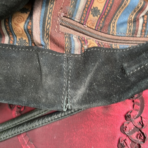 Large Brighton Drawstring  Suede Bag with silver accents. Beautiful and Durable - Picture 17 of 17